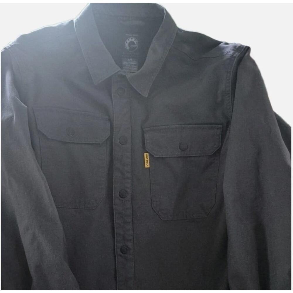 Can-Am BRP Sherpa Lined Shirt Jacket Mens L Gray Snap Front Shacket 454552